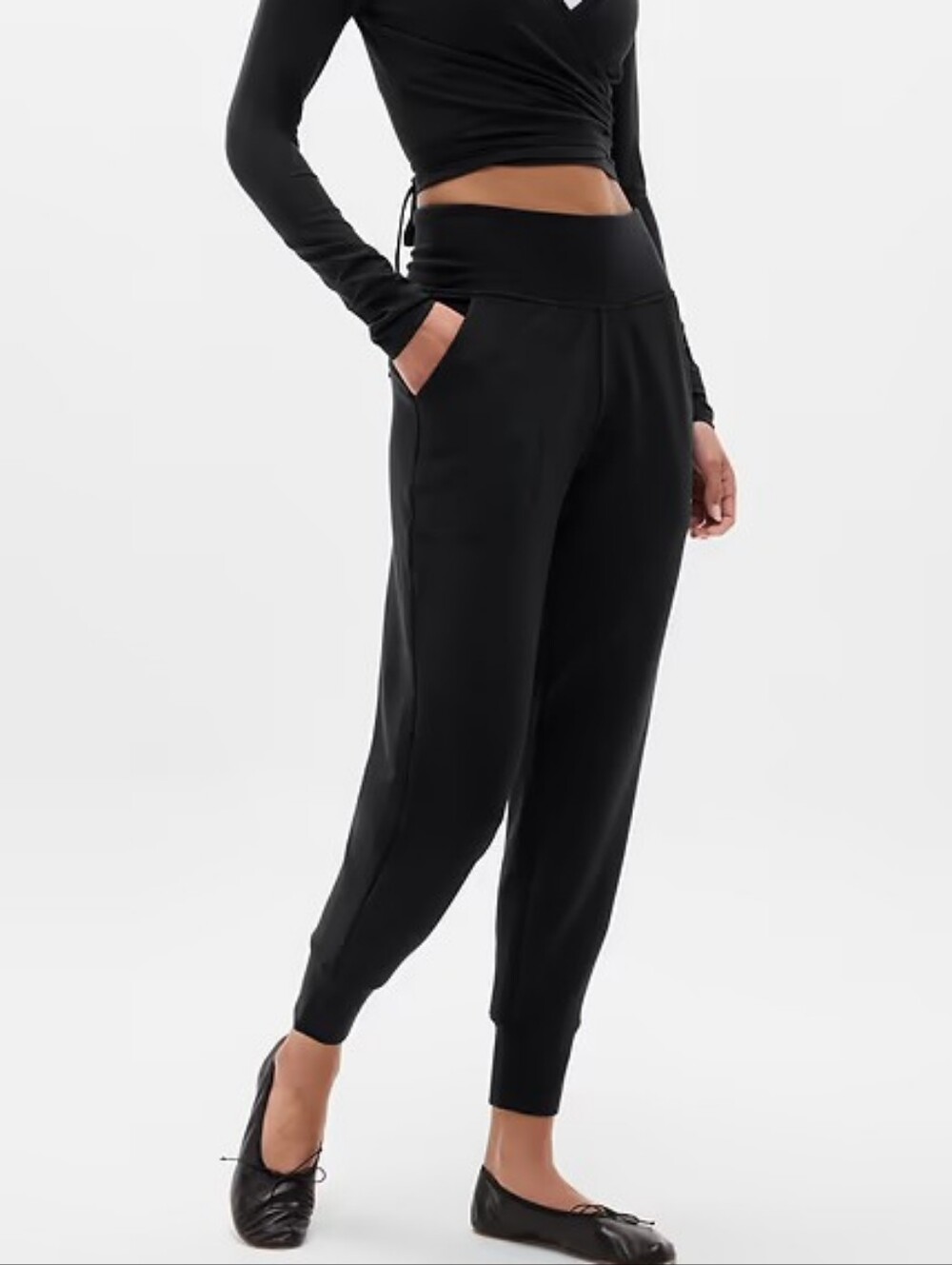 Athleta $80 Coaster Luxe High Rise Jogger Pants black Women's